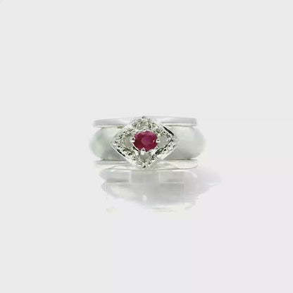 White Wuji Jadeite Detachable Ring with Ruby