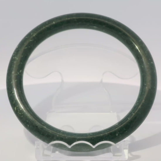 63mm Black Round Jade Bangle, 360 video showcasing clarity and color, authentic Type A Burma jadeite, Brother Ryan Shop