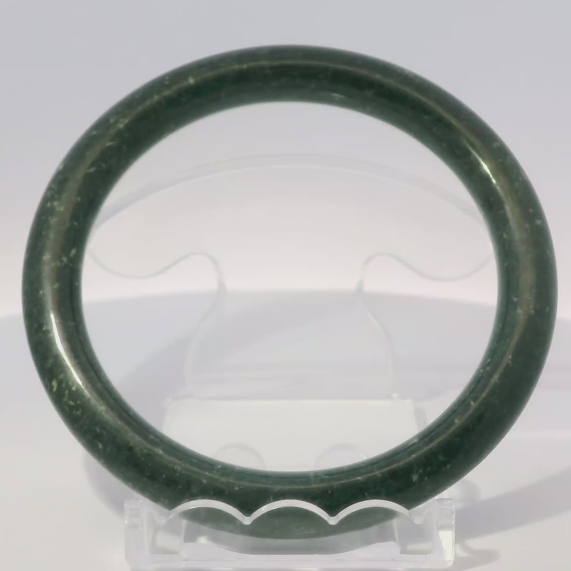 63mm Black Round Jade Bangle, 360 video showcasing clarity and color, authentic Type A Burma jadeite, Brother Ryan Shop
