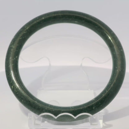 63mm Black Round Jade Bangle, 360 video showcasing clarity and color, authentic Type A Burma jadeite, Brother Ryan Shop