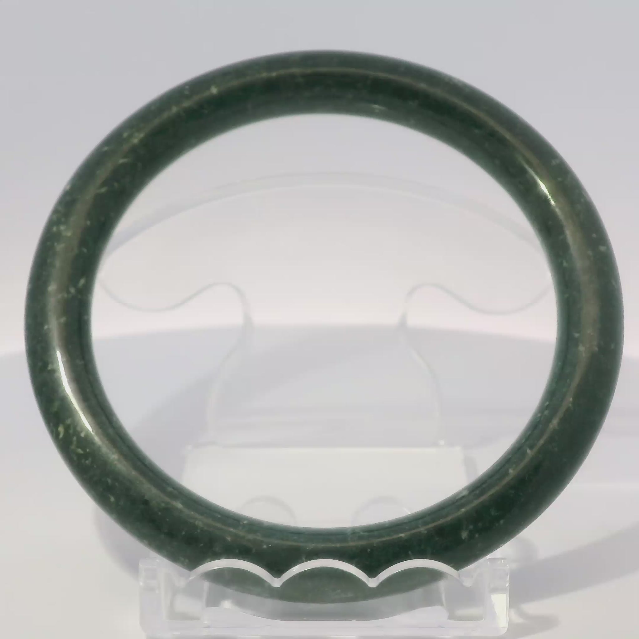 63mm Black Round Jade Bangle, 360 video showcasing clarity and color, authentic Type A Burma jadeite, Brother Ryan Shop