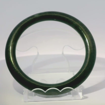 59mm Black Round Cut Jade Bangle, 360 video showcasing clarity and color, authentic Type A Burma jadeite, Brother Ryan Shop