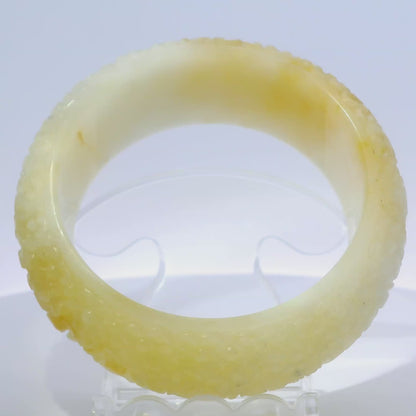 62 Light Honey Engraved Jade Bangle