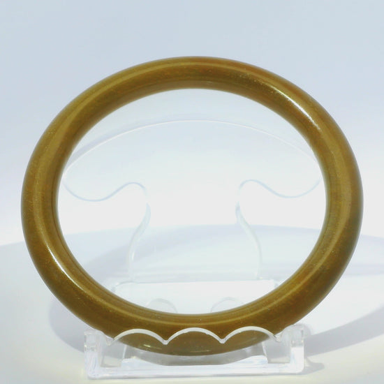 63mm Raw Honey Round jade bangle, 360 video view, authentic Type A Burma jadeite, Brother Ryan Shop
