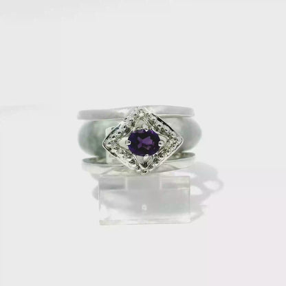 Deep Wuji Jadeite Detachable Ring with Amethyst