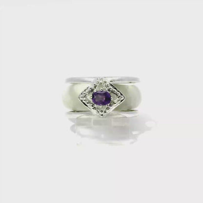 White Jadeite Detachable Ring with Amethyst