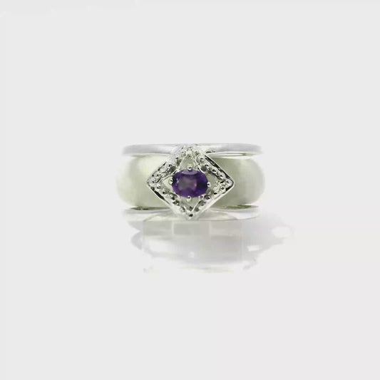 White Jadeite Detachable Ring with Amethyst