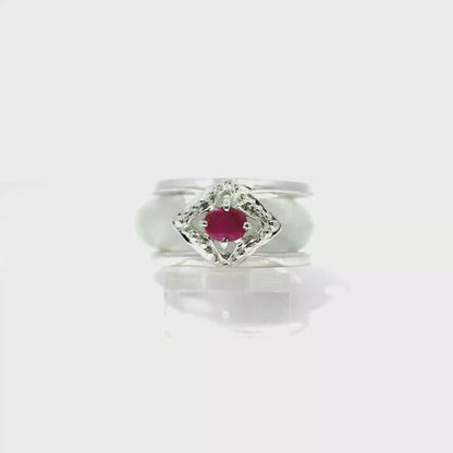 White Jadeite Detachable Ring with Ruby