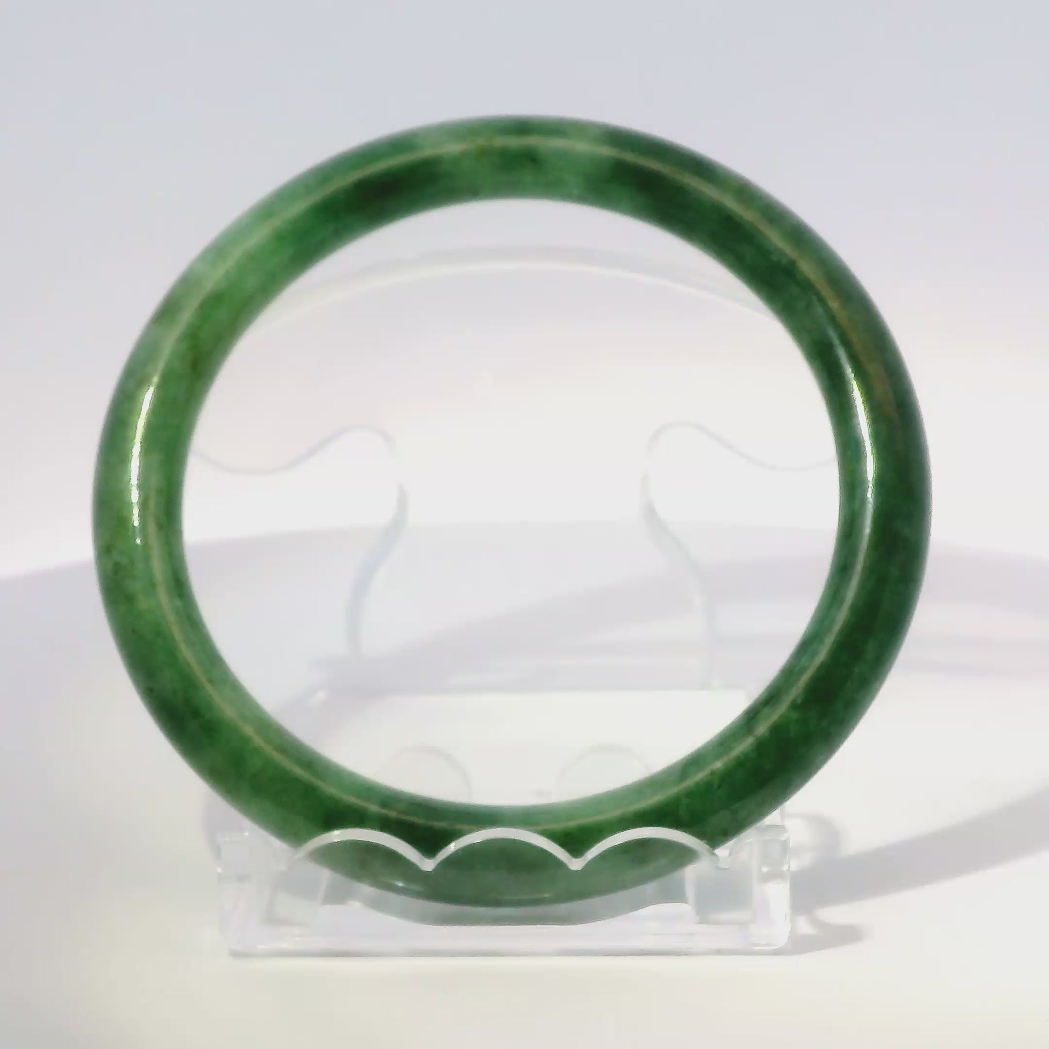 56mm Imperial round jade bangle, product video showing rich imperial green color, authentic Type A Burma jadeite, Brother Ryan Shop