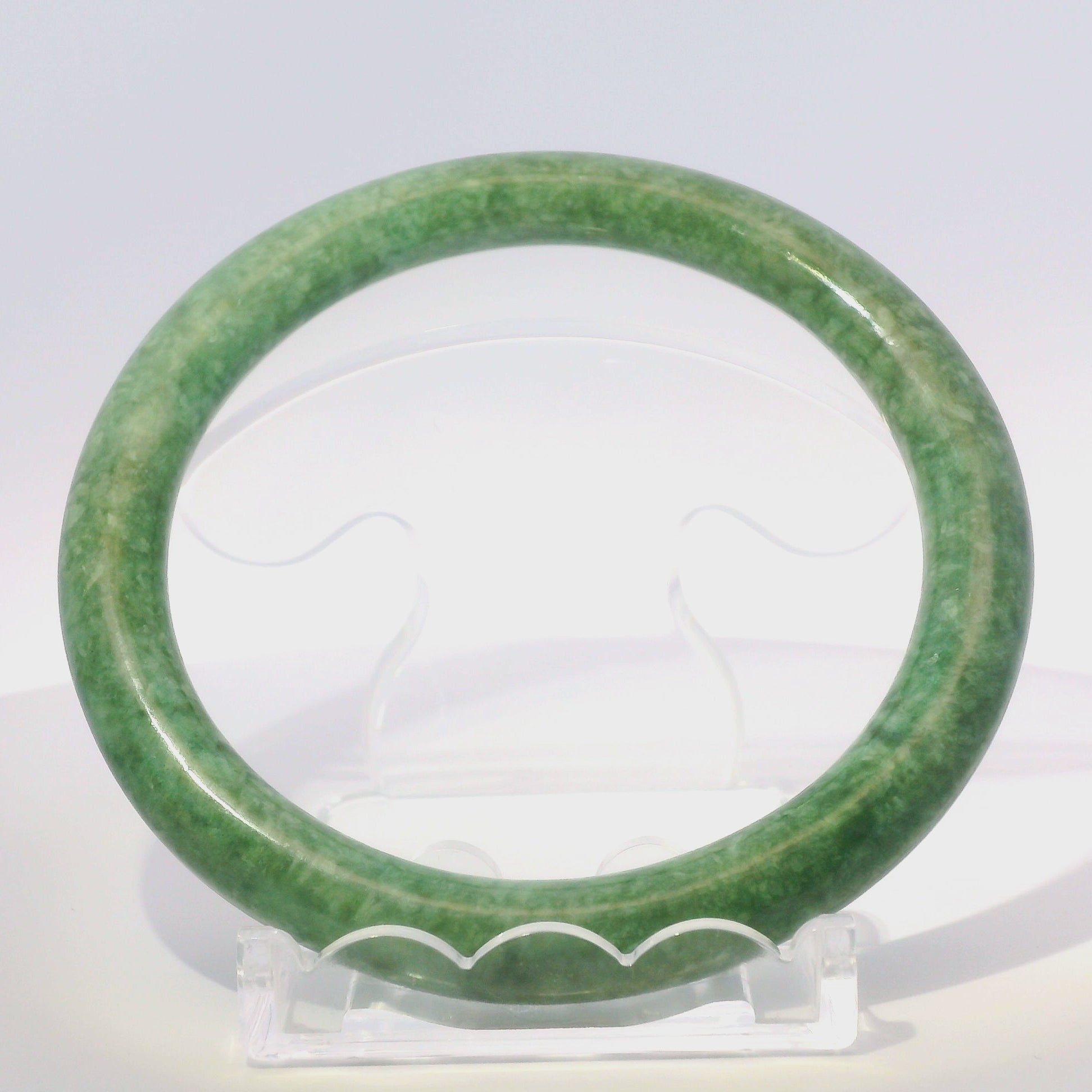 63mm Candy Apple Green Round Jade Bangle, 360 video showcasing clarity and color, authentic Type A Burma jadeite, Brother Ryan Shop