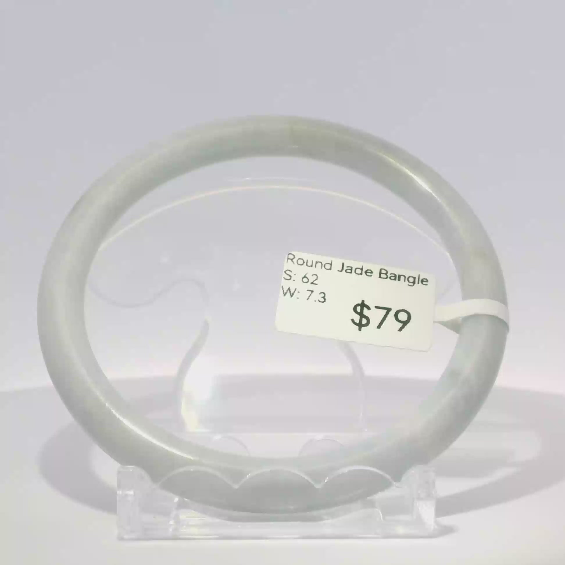 Natural Burmese jadeite bangle Size 62, hand-polished jade jewelry