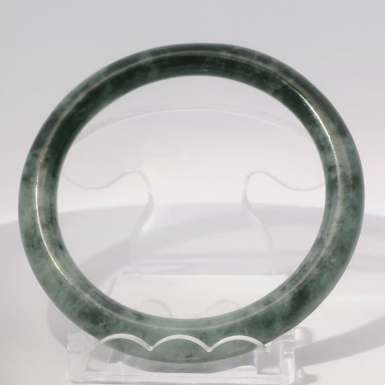 59mm Yin-Yang Round Jade Bangle, 360 video showcasing clarity and color, authentic Type A Burma jadeite, Brother Ryan Shop