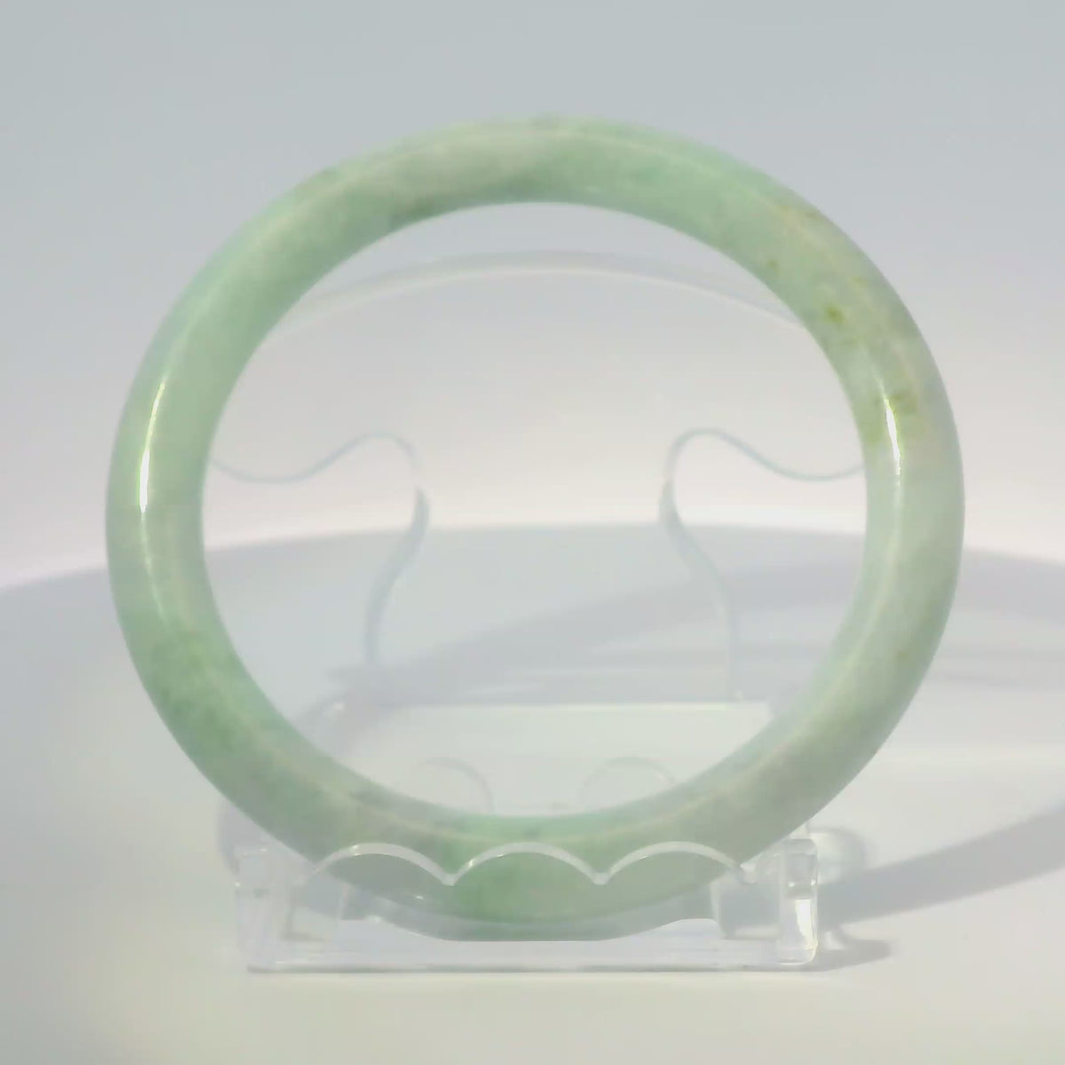 56mm Light Sakura Round Jade Bangle, 360 video showcasing clarity and color, authentic Type A Burma jadeite, Brother Ryan Shop