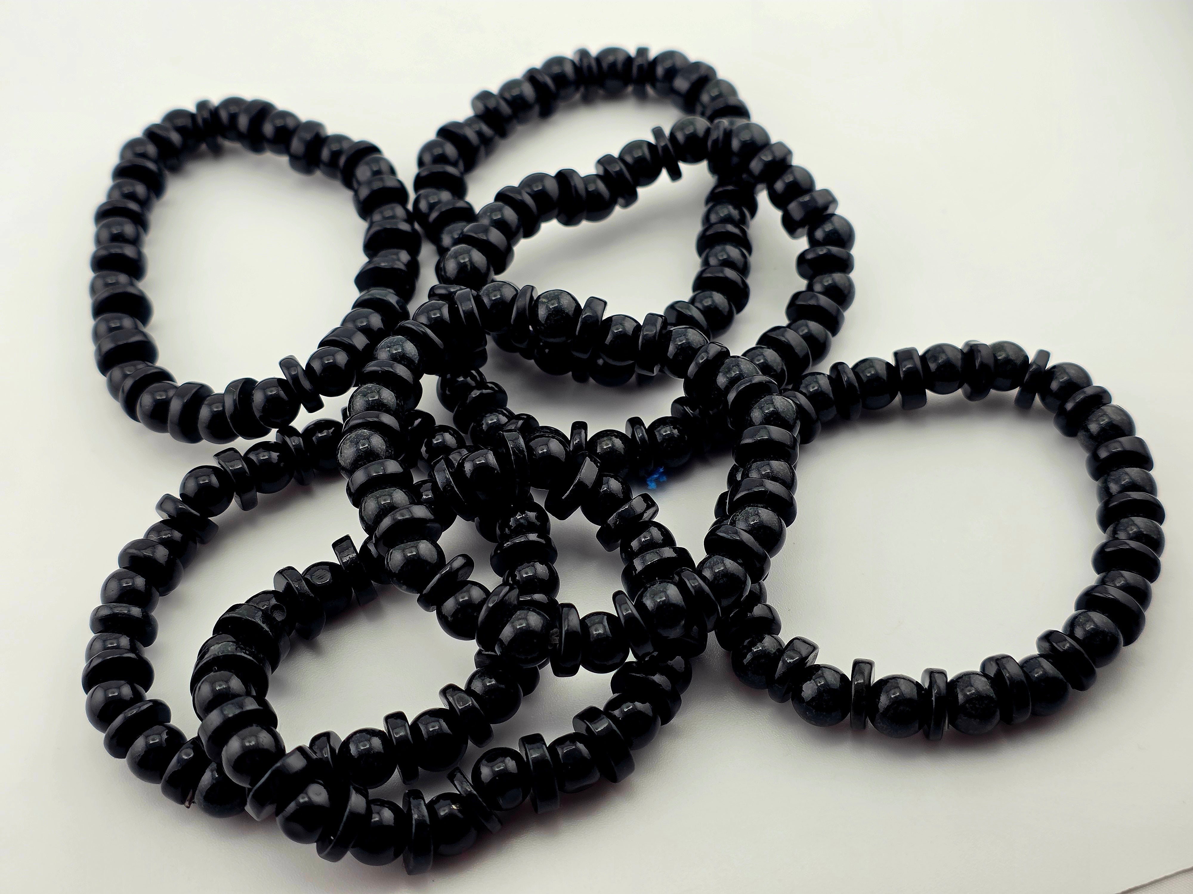 Black Jade Spacer Bead Bracelet
