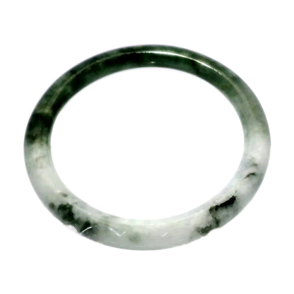 60 Yin-Yang Imperial Green & White Jade Bangle